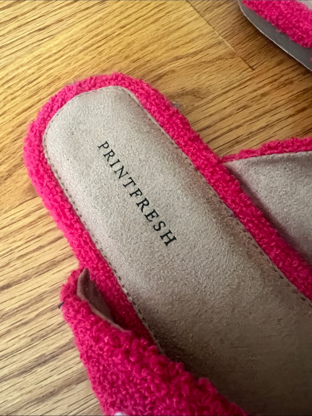 Printfresh Pink & Yellow spotted Leopard Terry Crochet Mules Flats New 8 - Picture 4 of 7